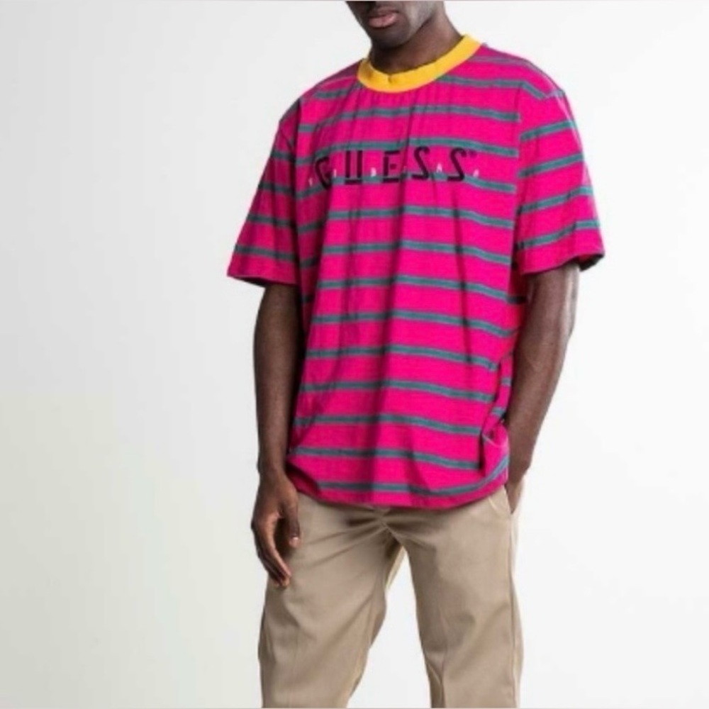 Guess x J Balvin Statement Cotton Stripe Tee Reggaeton Archive Style M
